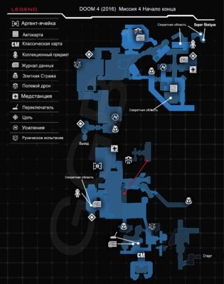 doom-4-Argent-Facility-map Подробная карта миссии Начало конца в DOOM 4